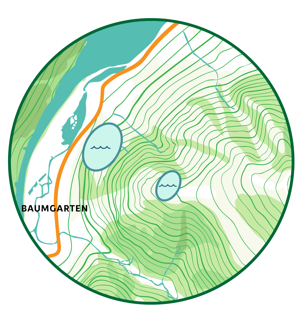 Zoom der topografischen Lage des Pumpspeicherkraftwerks bzw. Energiespeichers am Poschberg, Bad Reichenhall. Für die Energiewende.